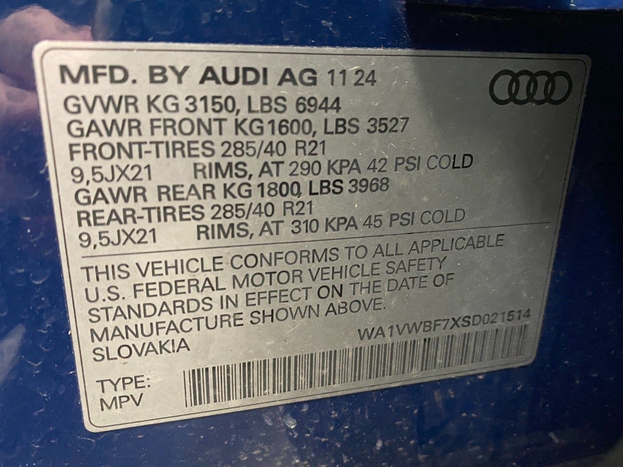 2025 Audi SQ7 Prestige 4.0 TFSI quattro