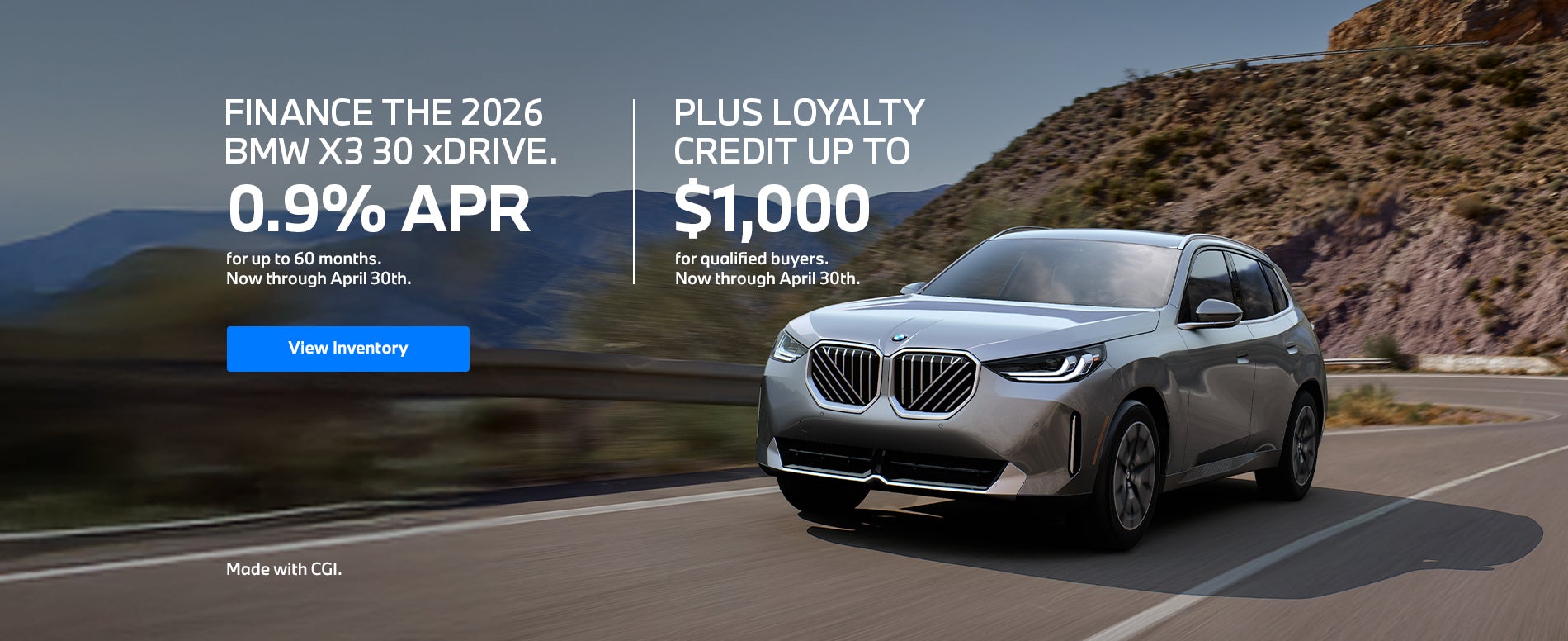 Finance The 2026 BMW X3 30 xDrive. 0.9% APR