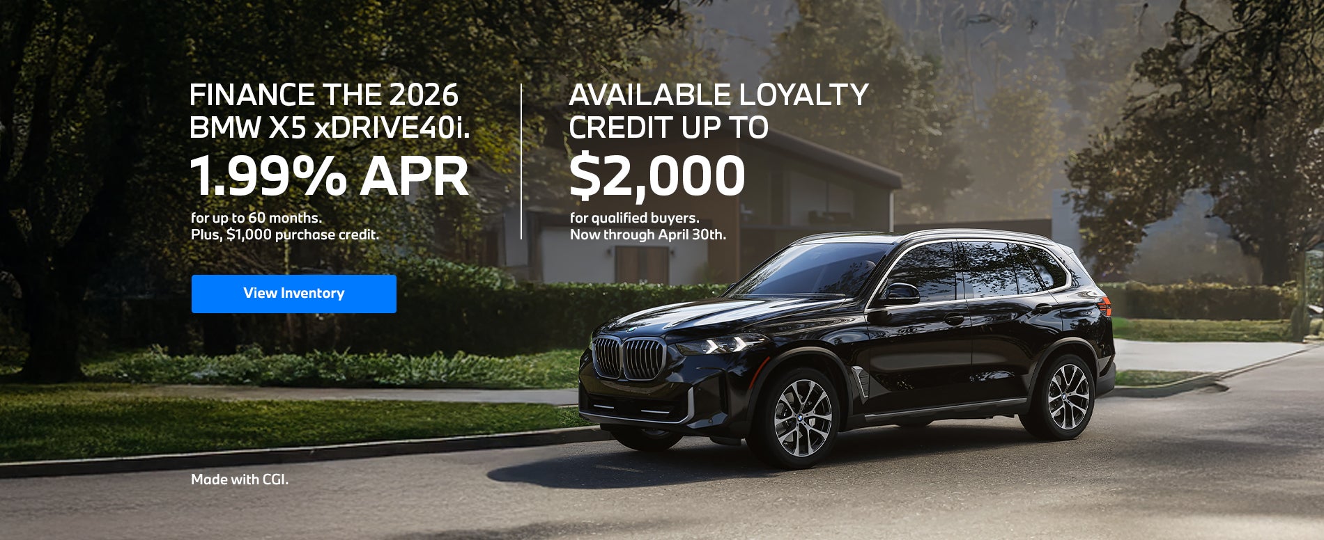 Finance The 2026 BMW X5 xDrive40i. 1.99% APR