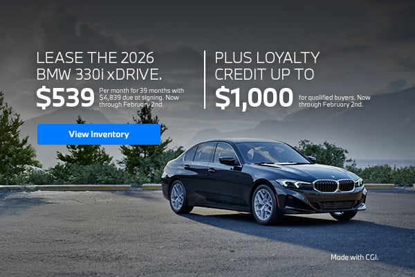 2026 330i lease starting at $539 per month for 39 months