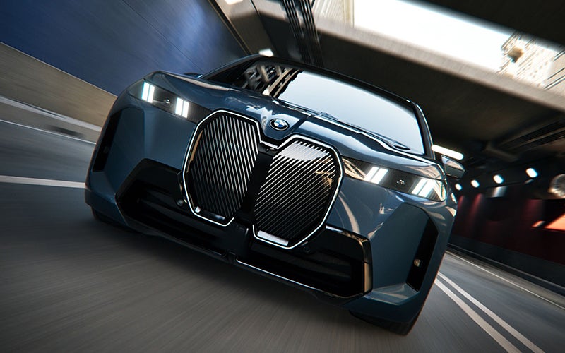 Close up of the BMW iX grille driving. | Enterprise BMW in Appleton WI
