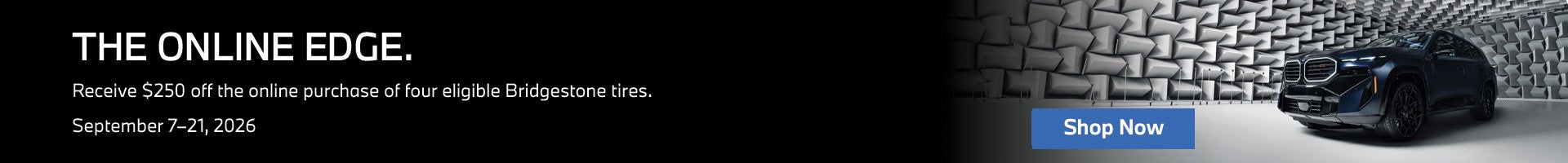 ADA IMAGE DESCRIPTION: A dark SUV is parked inside a large room with white sound-absorbing panels covering the walls and ceiling. The photo is taken at an angle, with the vehicle in the lower right and a large open gray floor in the foreground.